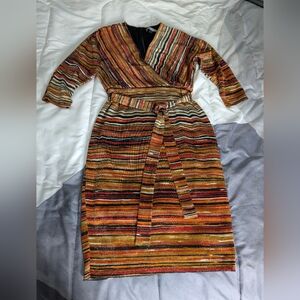 Danny and Nicoles Elegant Multicolor Striped Long Sleeve Dress